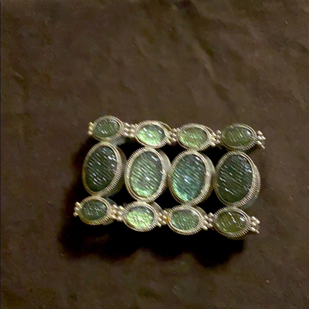 Classy Green Marcasite expandable cuff bracelet